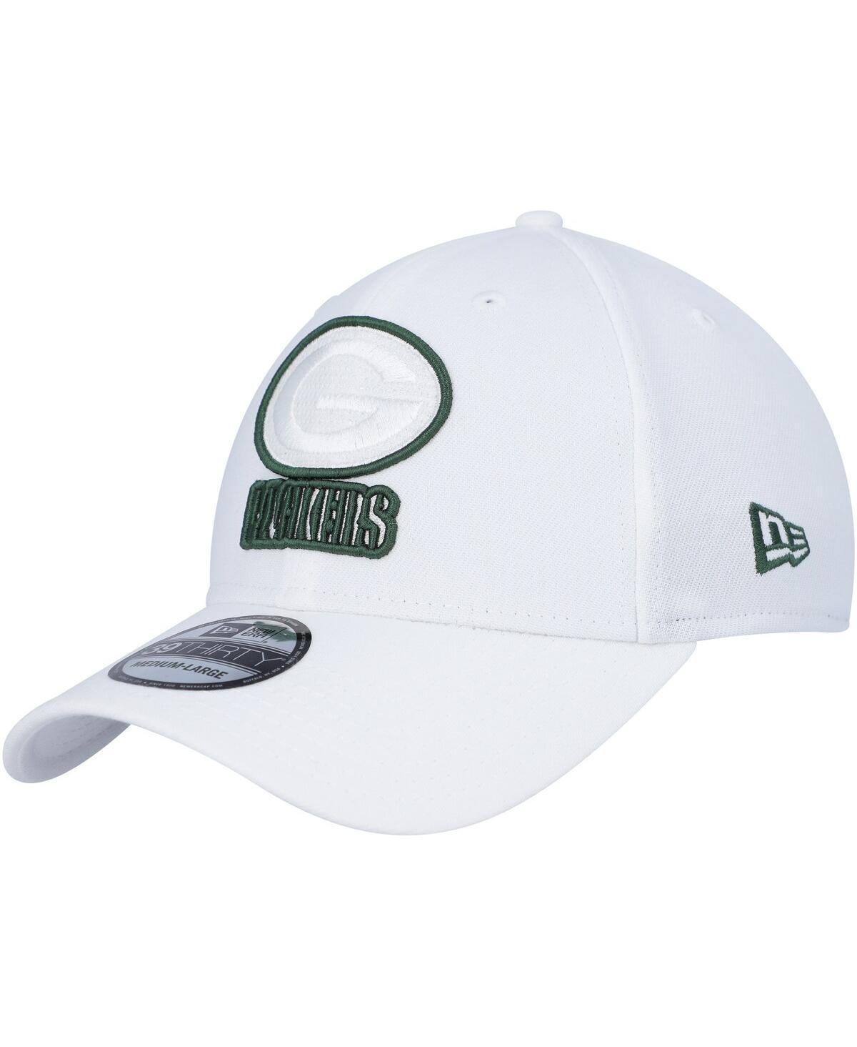 Mens New Era White Green Bay Packers Team White Out 39THIRTY Flex Hat Product Image