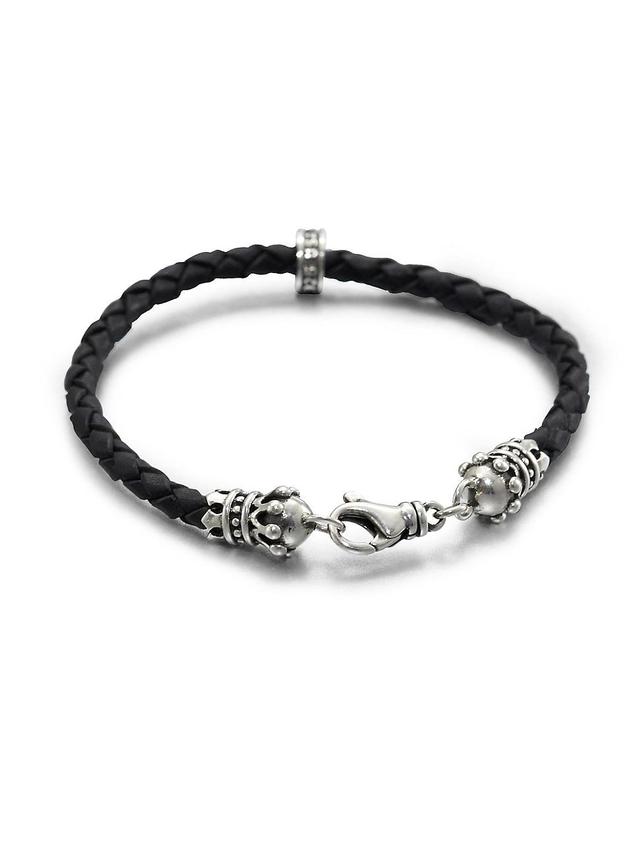 Mens Leather Crown Bracelet Product Image