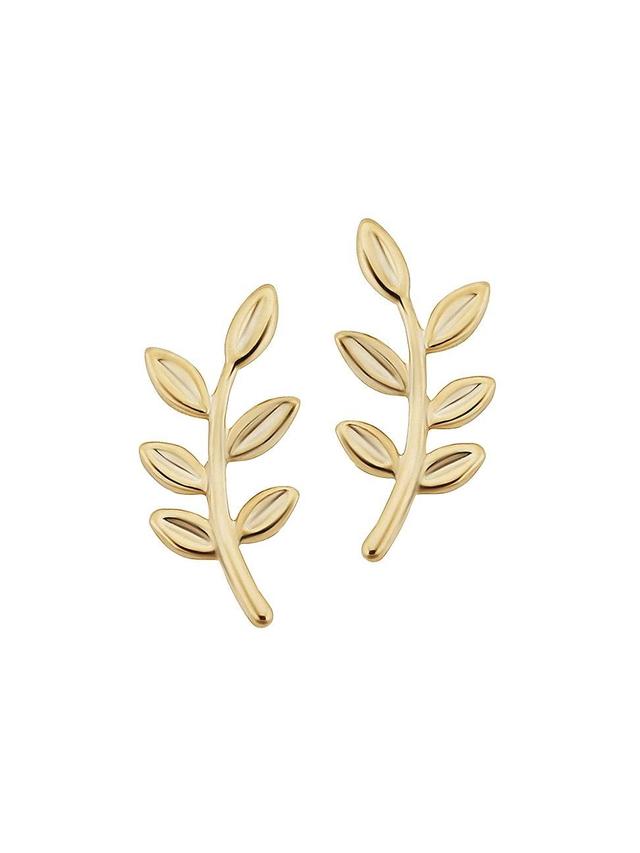 Womens 14K Yellow Solid Gold Peace and Love Studs Product Image