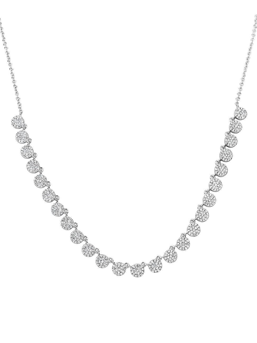 Womens 14K White Gold & 0.95 TCW Diamond Disc Necklace Product Image