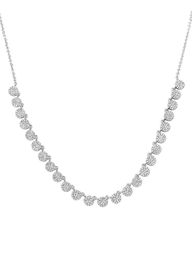 Womens 14K White Gold & 0.95 TCW Diamond Disc Necklace Product Image