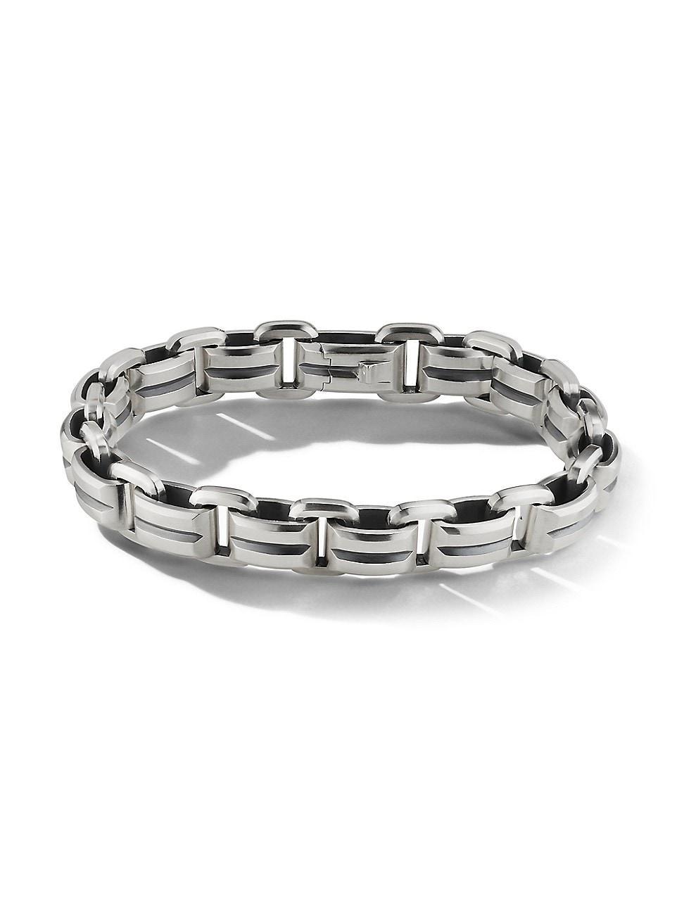 Mens Deco Beveled Link Bracelet in Sterling Silver Product Image