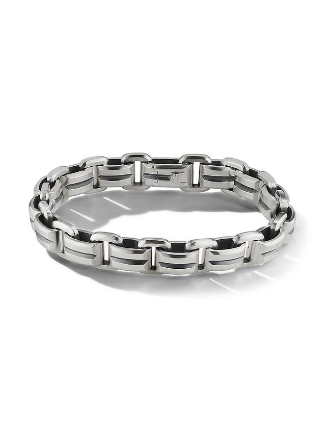 Mens Deco Beveled Link Bracelet in Sterling Silver Product Image