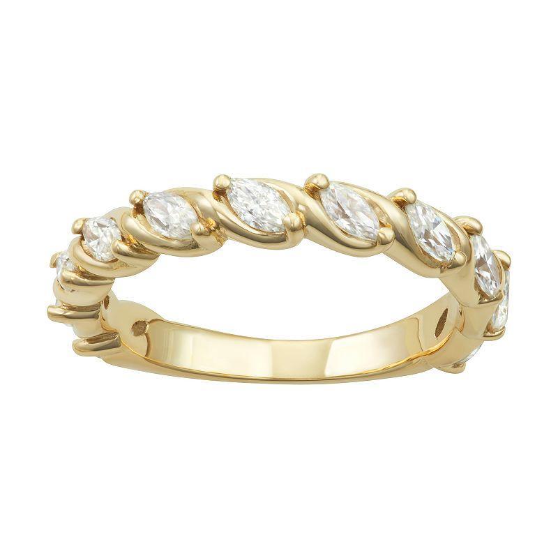 Charles & Colvard 0.77 Ct. T.w. Lab Created Marquise Moissanite Swirled Band In 14K Gold, White, 5 Product Image