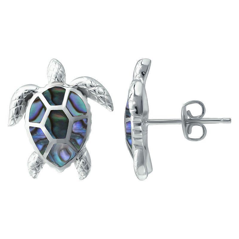 Macys Abalone Inlay Turtle Stud Post Earrings Product Image