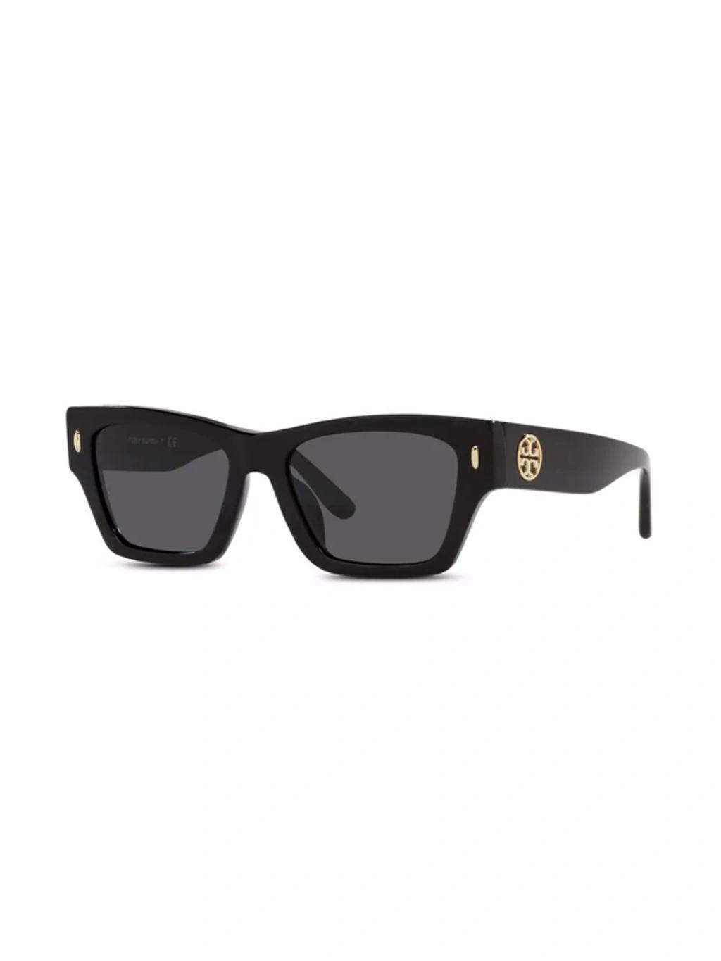 TORY BURCH Logo-plaque Square-frame Sunglasses In Solid Grey Product Image