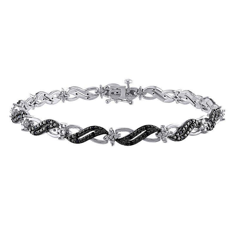 Stella Grace Sterling Silver 1/4 Carat T.W. Black Diamond Infinity Link Bracelet, Womens Product Image