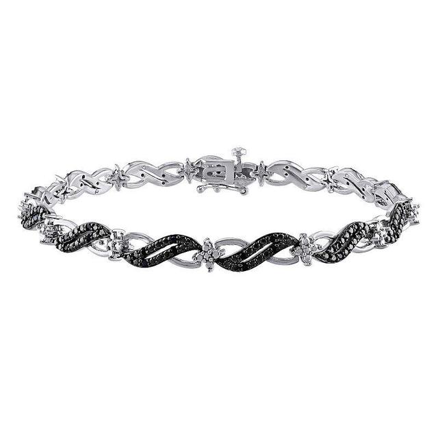 Stella Grace Sterling Silver 1/4 Carat T.W. Black Diamond Infinity Link Bracelet, Womens Product Image