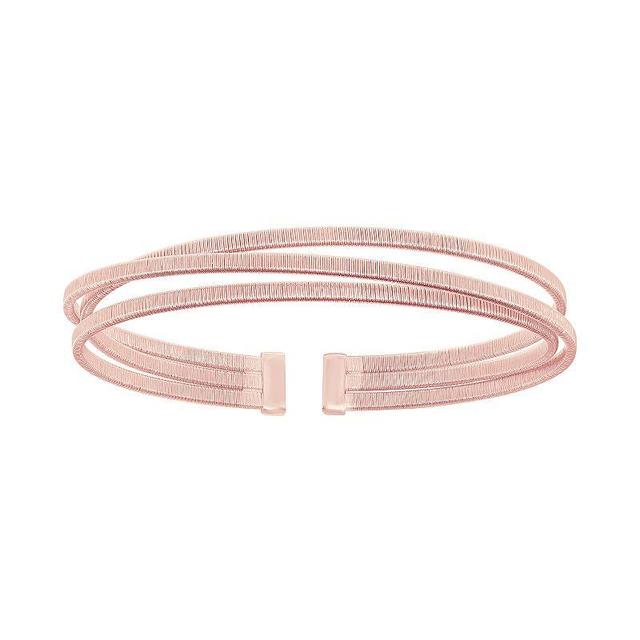 Sterling Silver Wire Cuff Bracelet, Womens 14k Rose Gold Plated Product Image