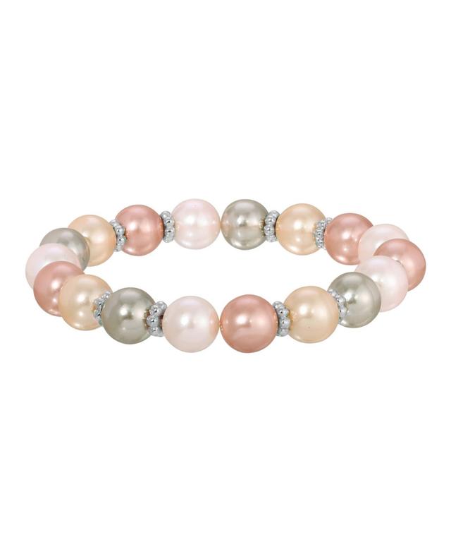 1928 Silver Tone Multi Color Simulated Pearl Stretch Bracelet, Womens Product Image