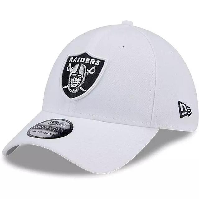 Mens New Era White Las Vegas Raiders Main 39THIRTY Flex Hat Product Image