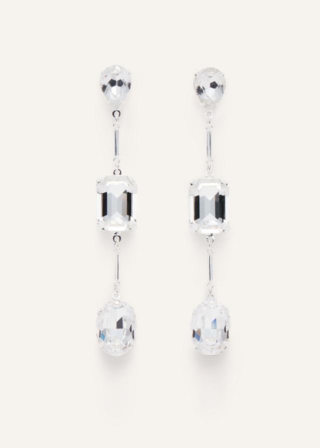 Trio crystal drop earrings in silver Product Image