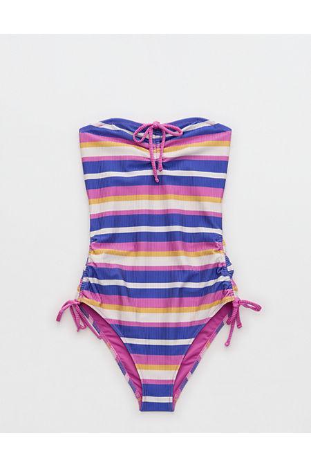 Aerie Shine Rib Strapless Cheeky One Piece Swimsuit Women's Product Image