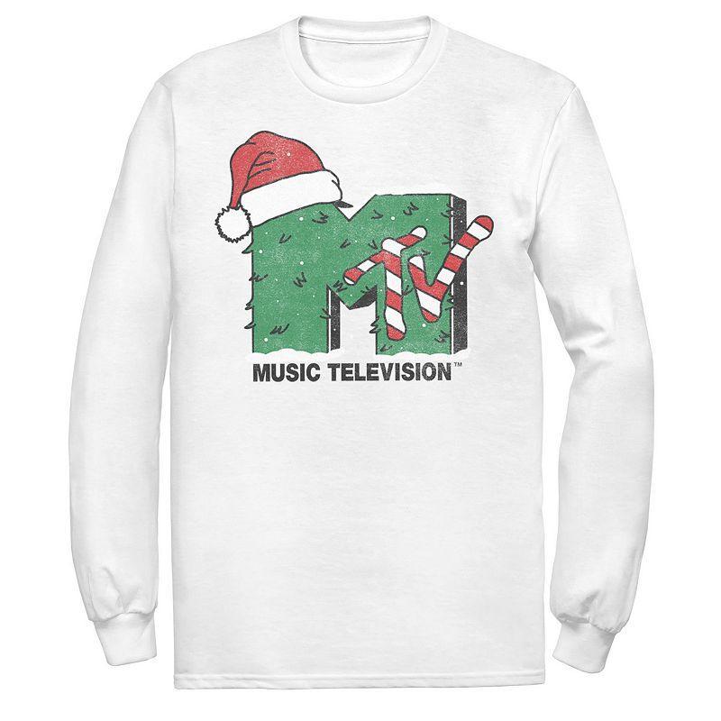 Mens MTV Logo Christmas Tree Santa Hat Colors Tee Product Image