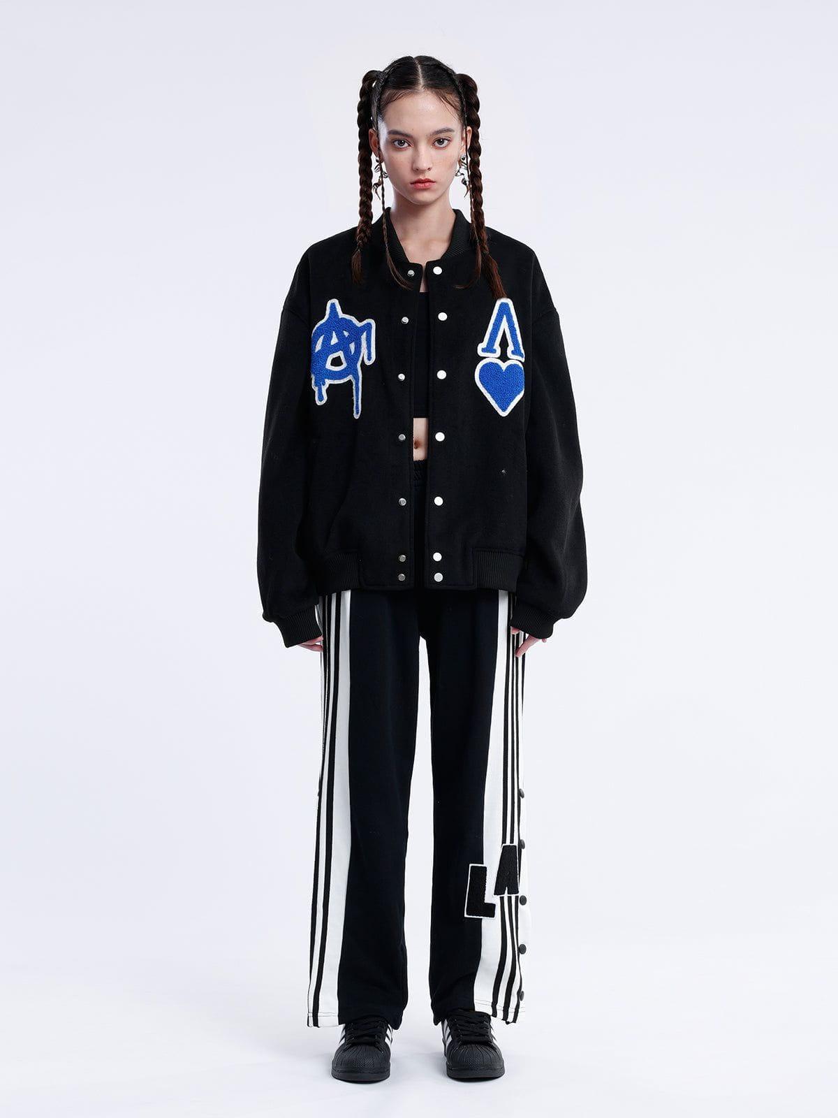 Aelfric Eden Patchwork Embroidery Varsity Jacket Product Image