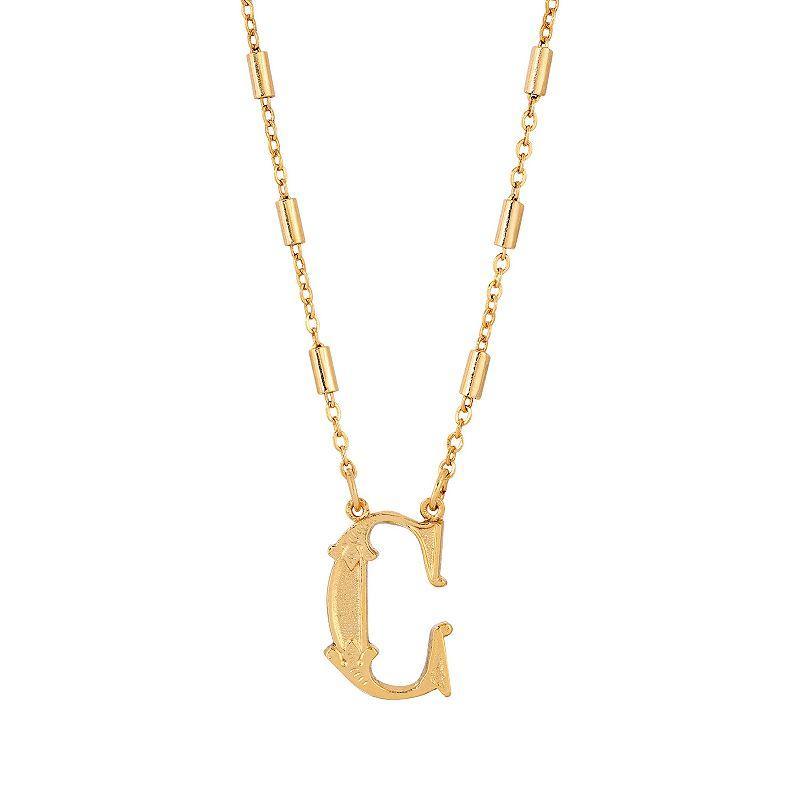 1928 Gold Tone Initial Necklace, Womens, Yellow J Product Image