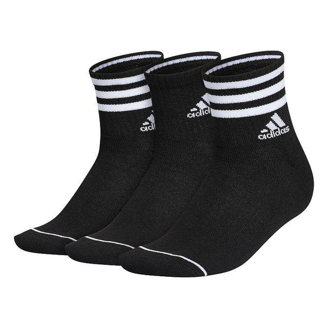 Womens adidas Cushioned 3-Stripe 3.0 High Quarter Socks 3-Pack Set Black Product Image