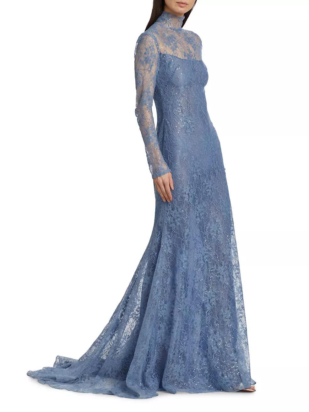 Sequin-Embellished Lace Gown Product Image