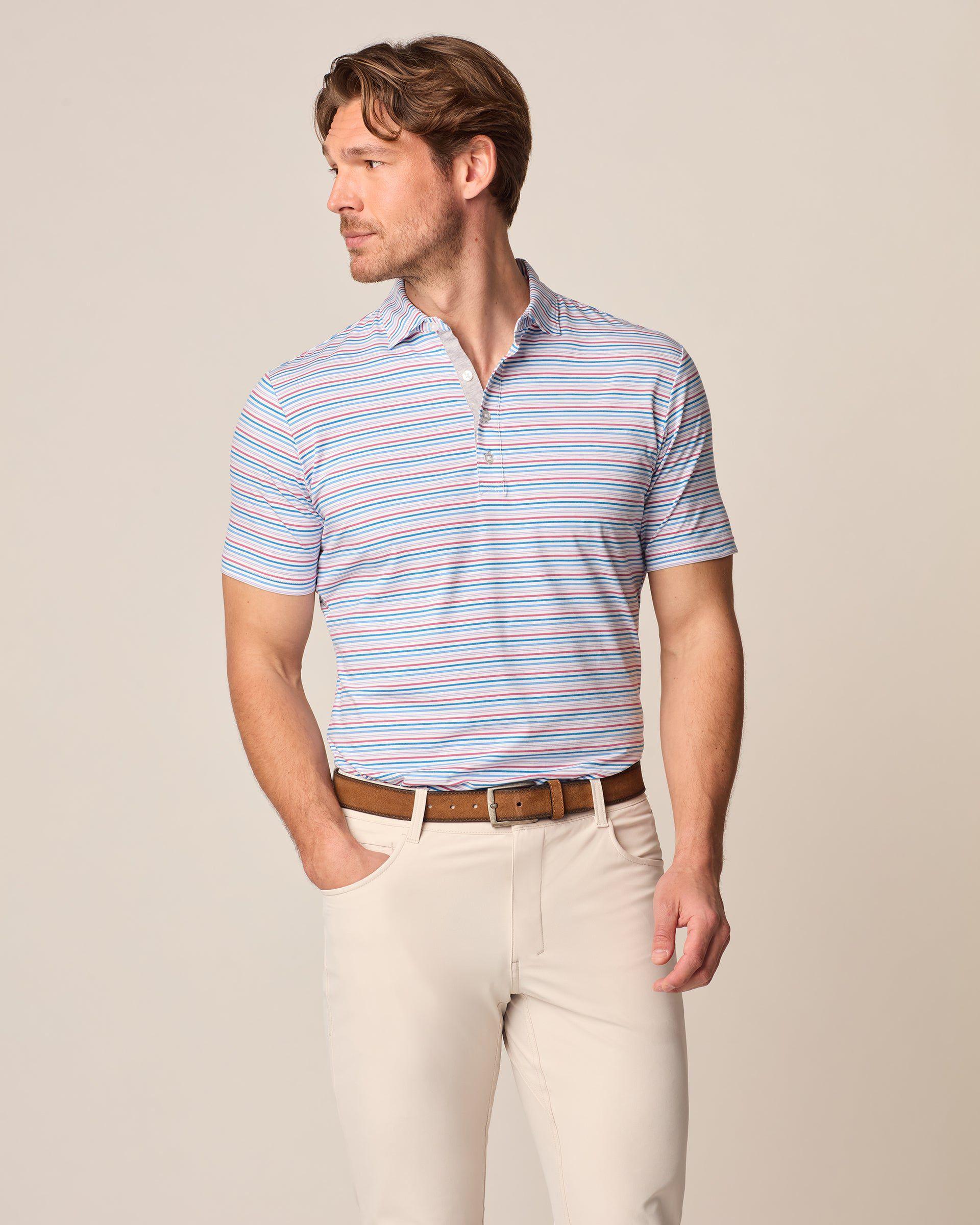 johnnie-O Linxter Cotton Blend Performance Polo - Lynch Stripe Product Image