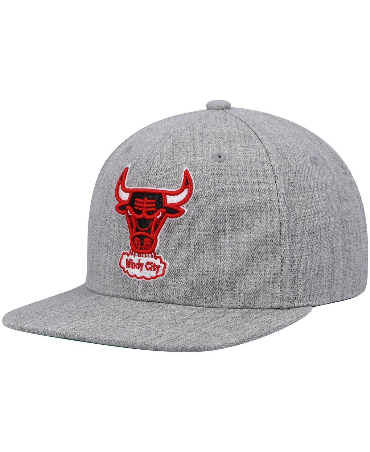 Mens Mitchell & Ness Heathered Gray Chicago Bulls Hardwood Classics Team 2.0 Snapback Hat Product Image