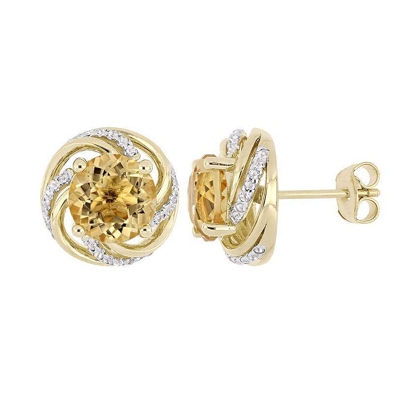 Stella Grace 18k Gold Over Silver Citrine & White Topaz Earrings, Womens, Gold Tone Product Image