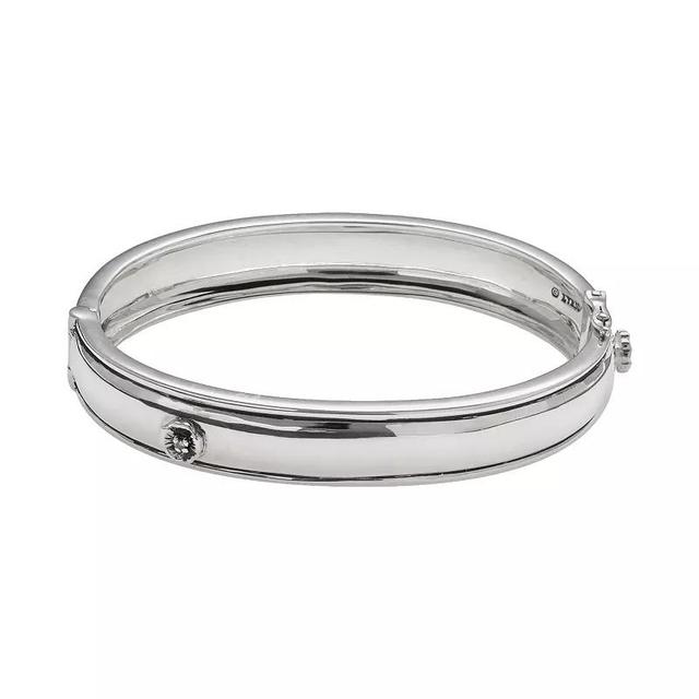 Love Always Sterling Silver Diamond Accent Flower Bangle Bracelet - 2 3/4-in. width, Womens, Multicolor Product Image