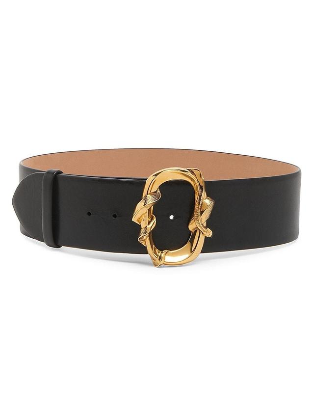 Womens Leather Snake Buckle Wide Belt Product Image