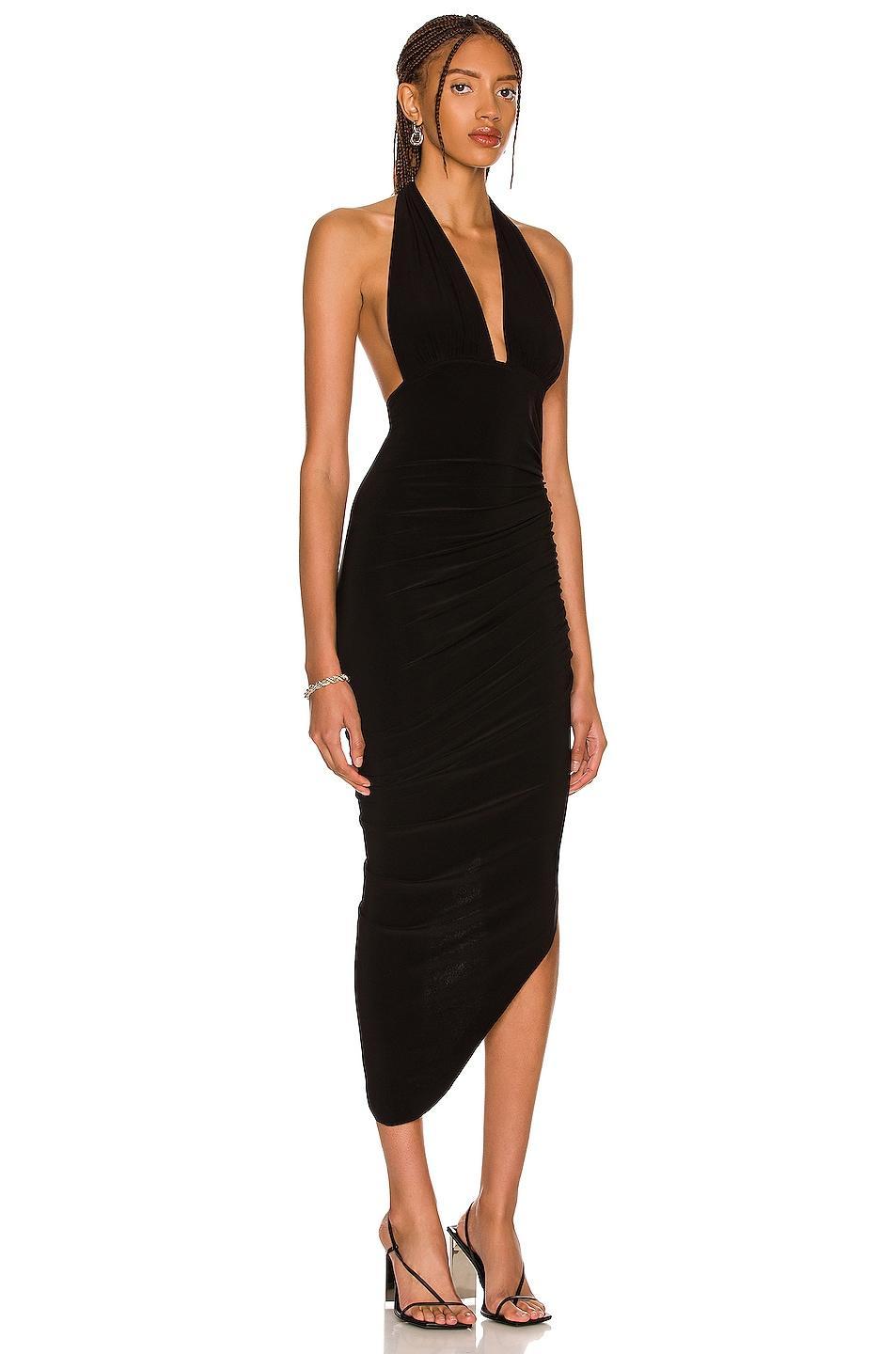 Norma Kamali Halter Side Drape Gown Black. (also in L, S, XL, XS). Product Image