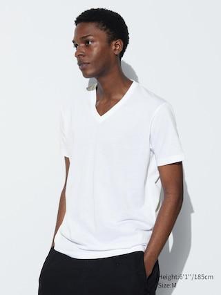 Mens Dry V-Neck Short-Sleeve Color T-Shirt with Quick-Drying White Small UNIQLO US Product Image