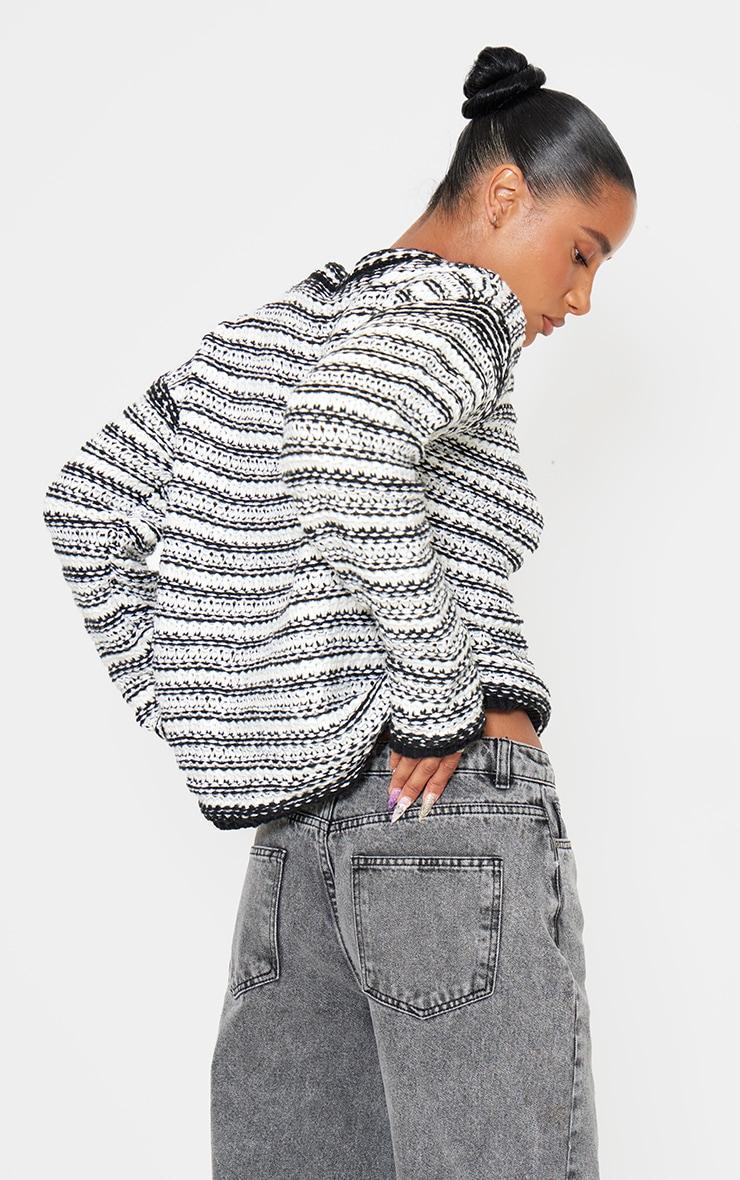 Monochrome Contrast Knit Slouchy Oversized Sweater Product Image