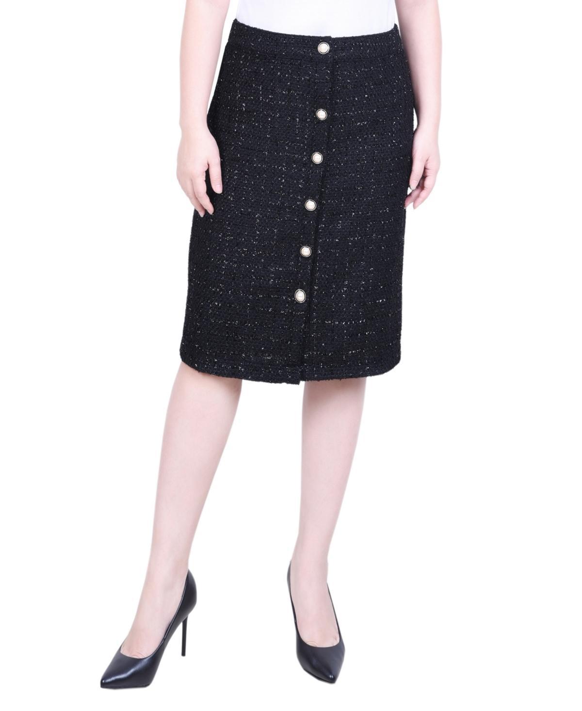 Ny Collection Petite Slim Tweed Double Knit Knee Length Skirt Product Image