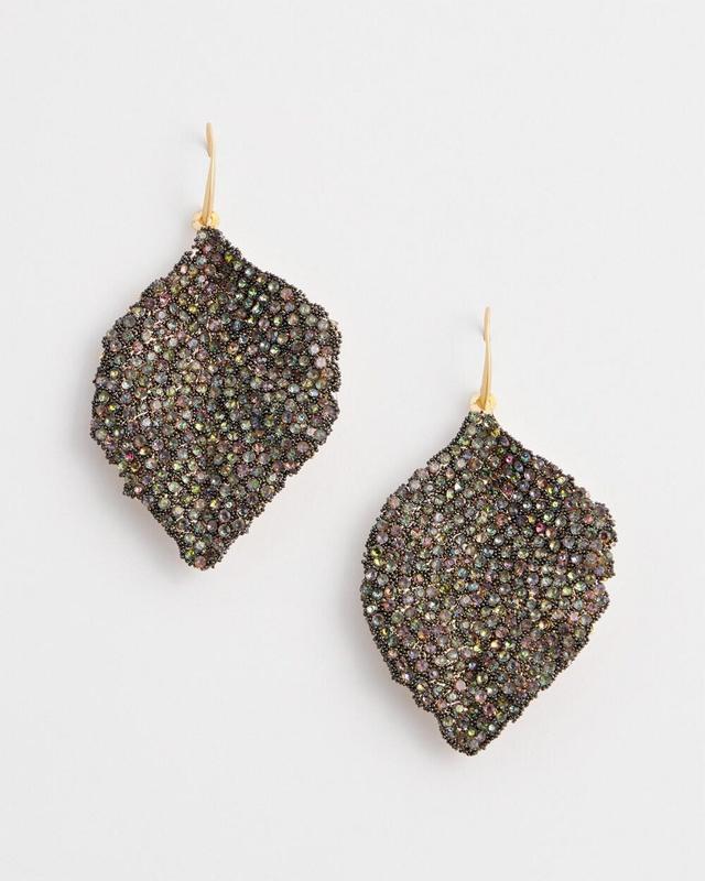 No Droop™ Pavé Leaf Drop Earrings Product Image