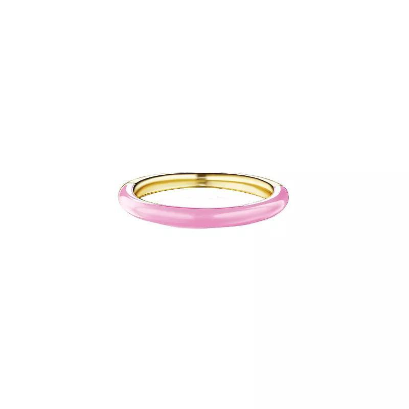 House of Frosted 14k Gold Over Silver Pink Enamel Stackable Ring, Womens Gold Tone Product Image