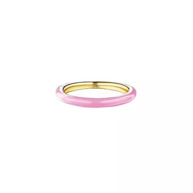 House of Frosted 14k Gold Over Silver Pink Enamel Stackable Ring, Womens Gold Tone Product Image