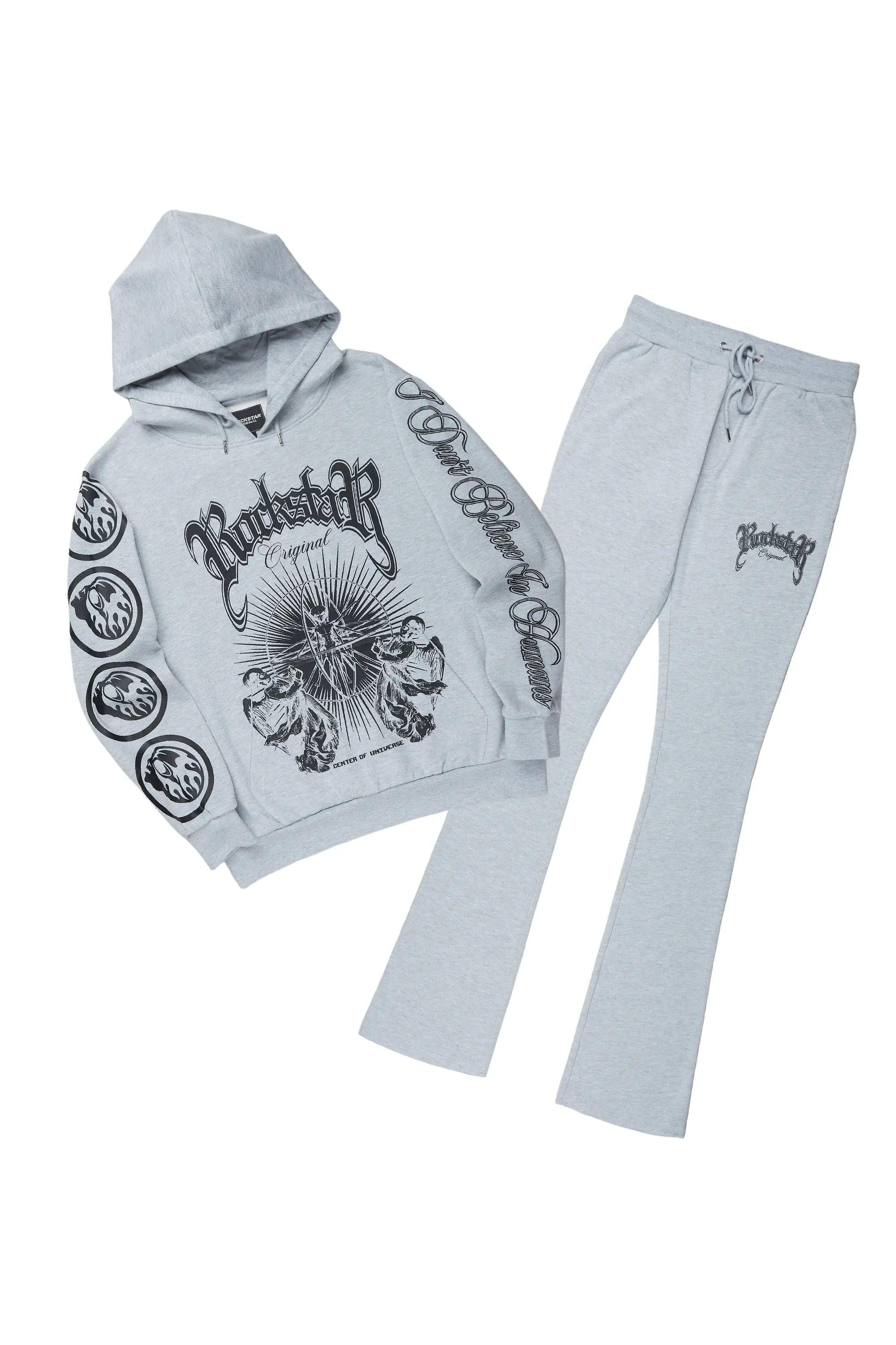 Yarden Grey Graphic Hoodie/Stacked Flare Pant Track Set Male Product Image