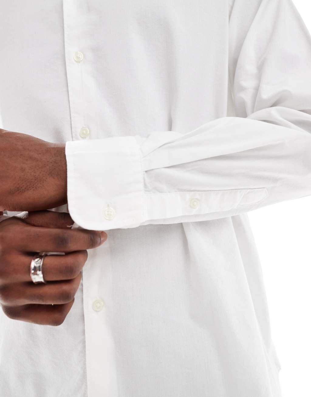 Jack & Jones oversized cotton shirt in white Product Image