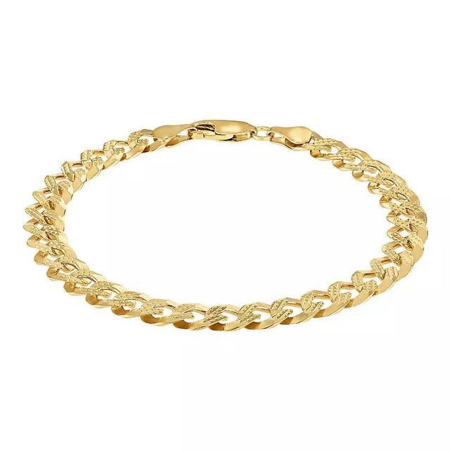 Giorgio di Vicenza 14k Gold Over Silver Textured Curb Chain Bracelet, Mens Gold Tone Product Image