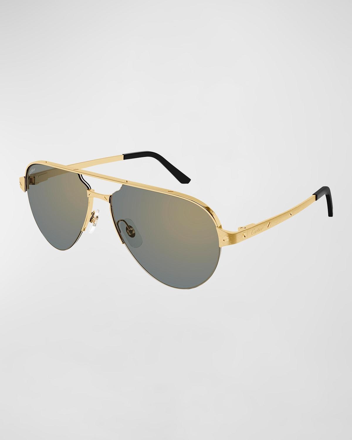 Mens Santos Evolution 60MM 24K Gold-Plated Navigator Sunglasses Product Image