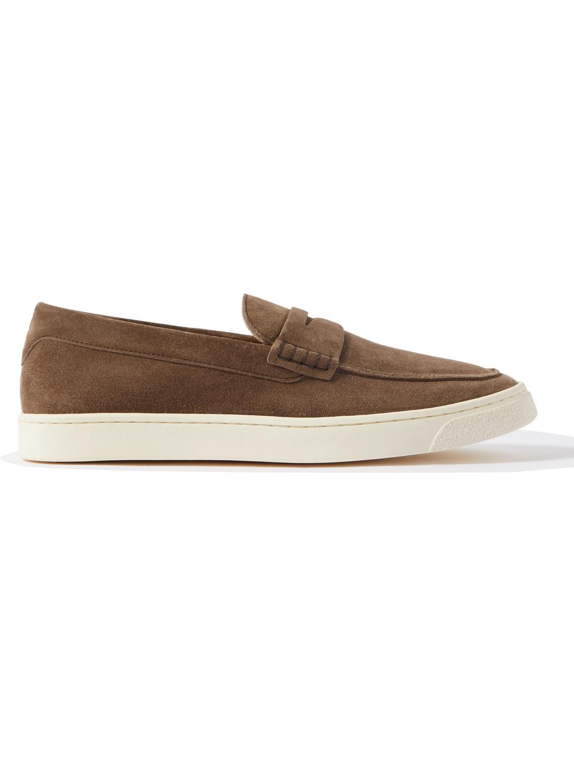 Suede Penny Loafers In Brown Product Image