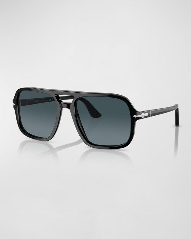 Mens Double-Bridge Acetate Aviator Sunglasses Product Image