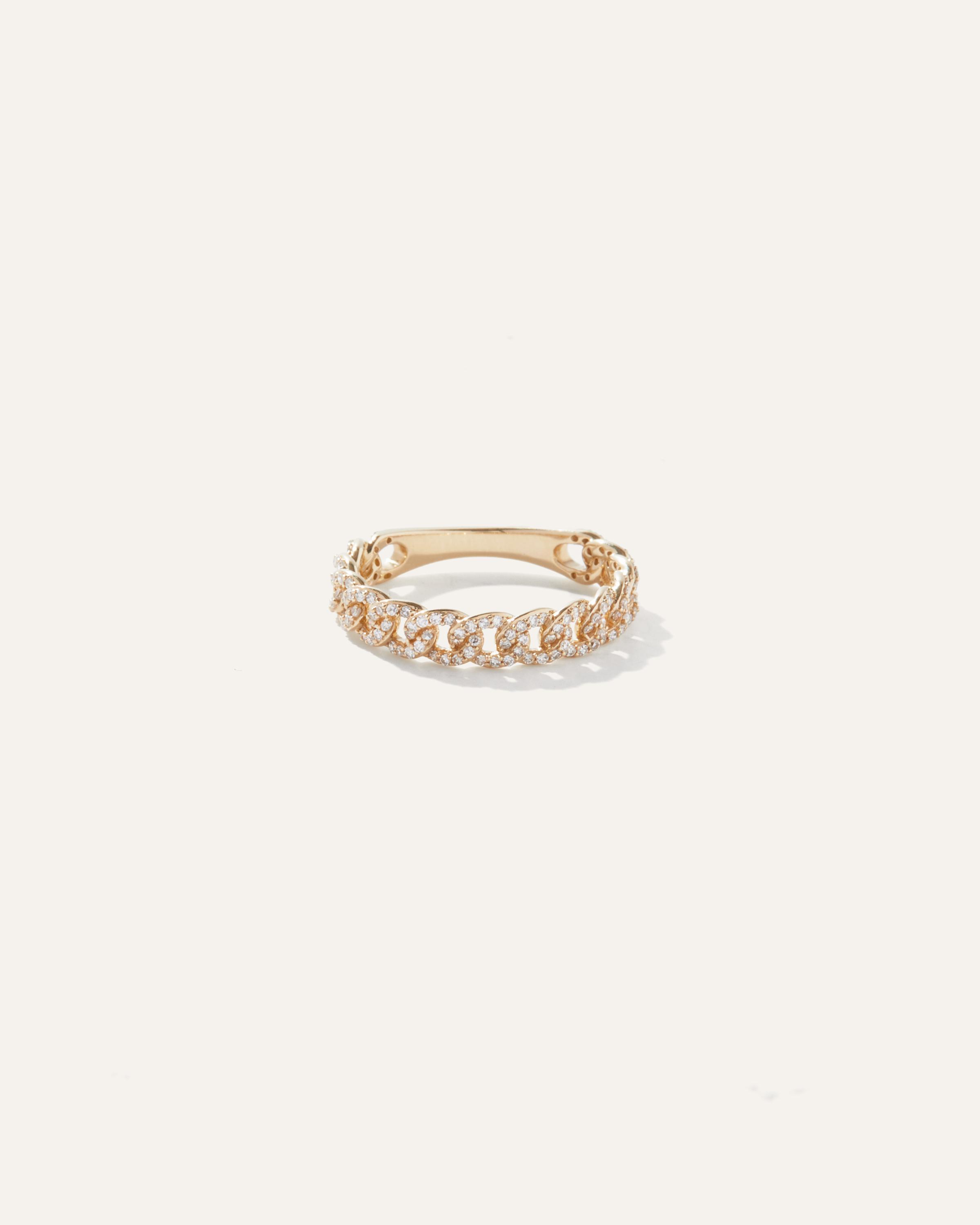 Womens 14K Gold Diamond Chain Ring in Yellow Gold, Size 5 by Quince Product Image