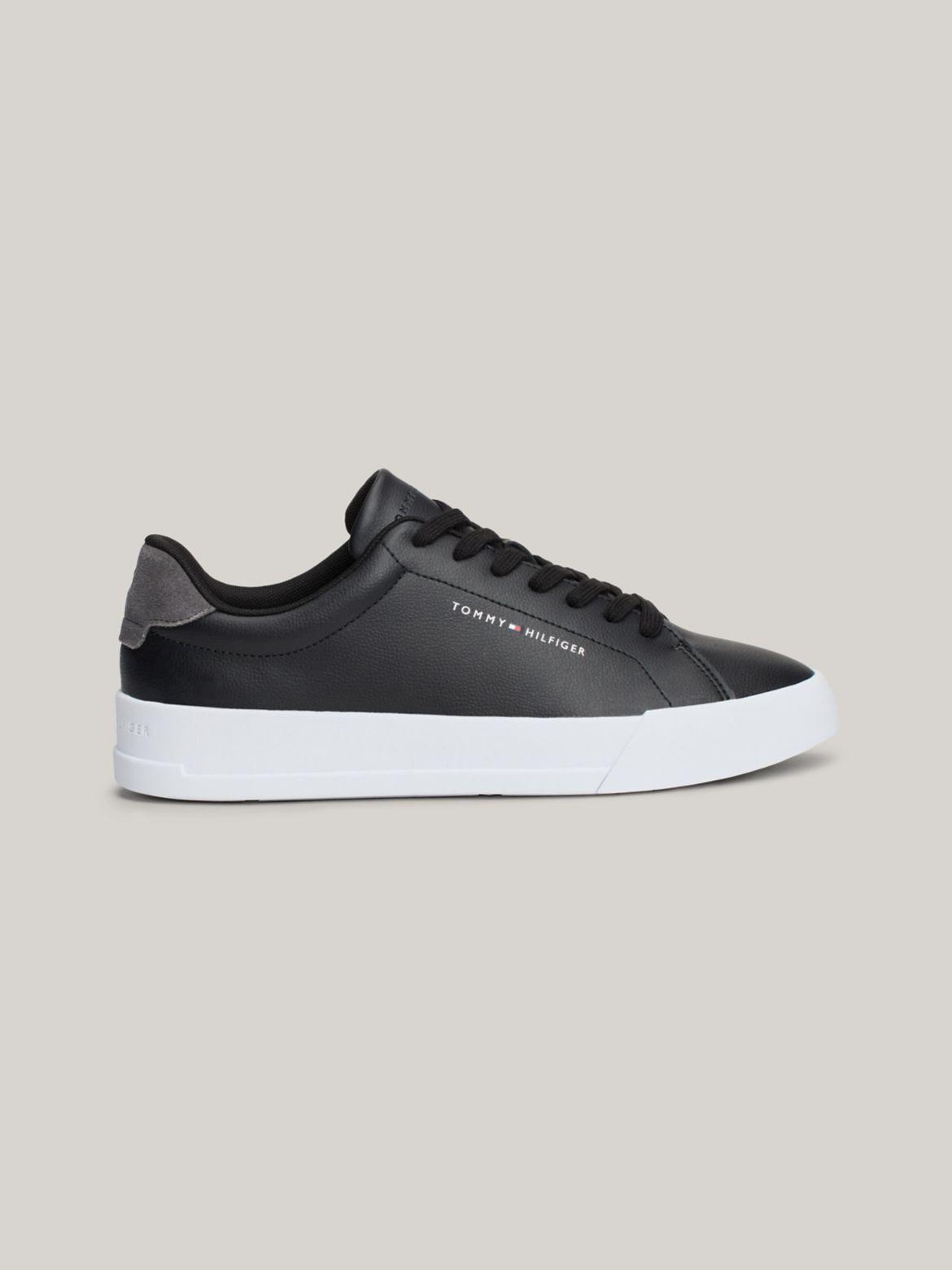 Tommy Hilfiger Men's Tommy Logo Leather Cupsole Sneaker - Black - US 11 / EU 44 Product Image