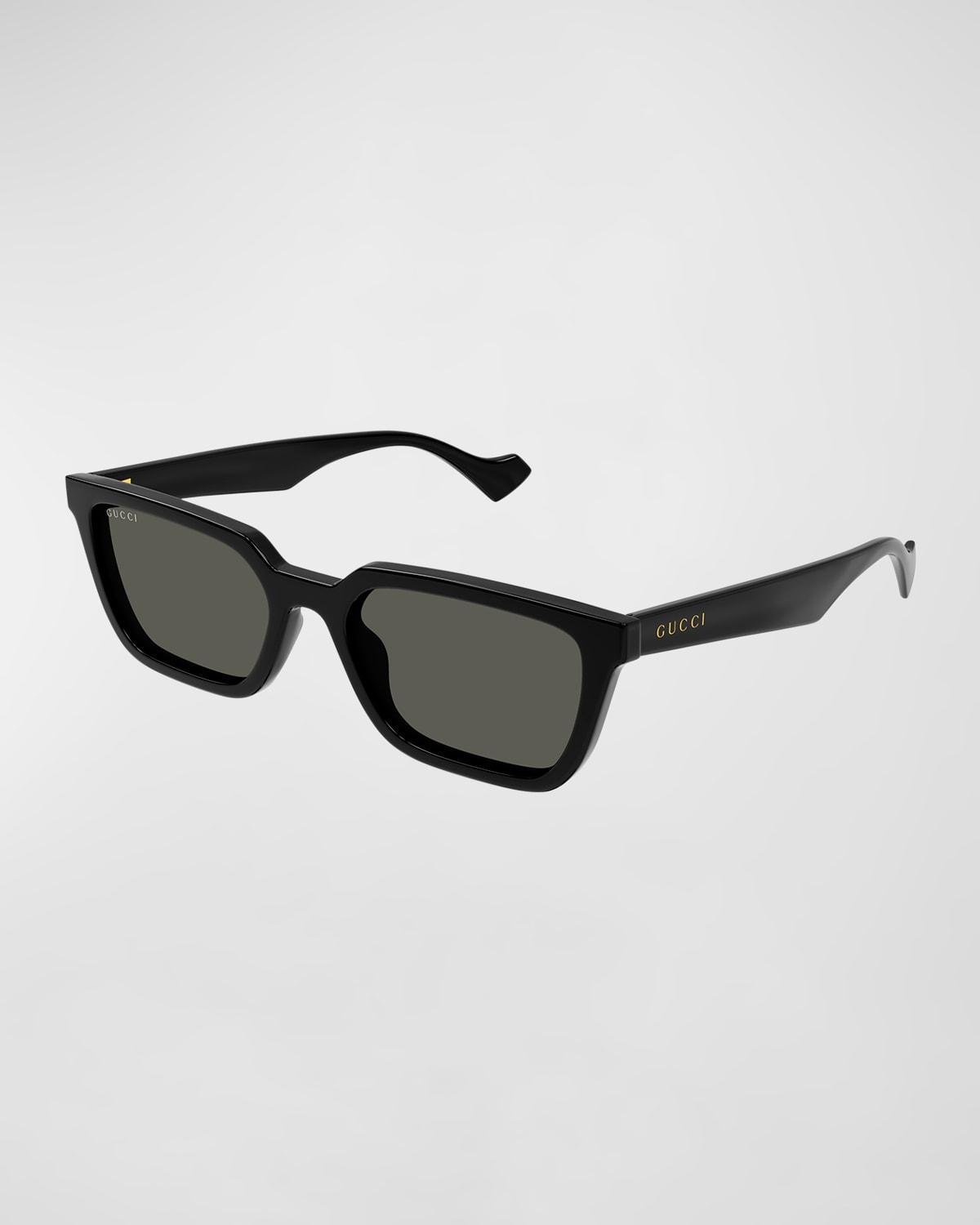 Men's Rectangle Plastic Sunglasses with Logo Detail Product Image