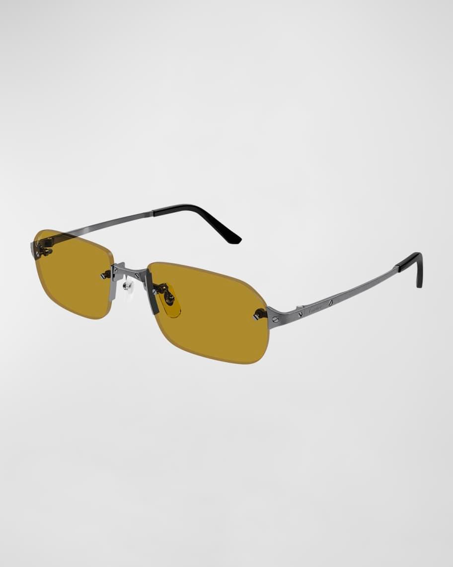 Men's Metal Rimless Rectangle Sunglasses Product Image