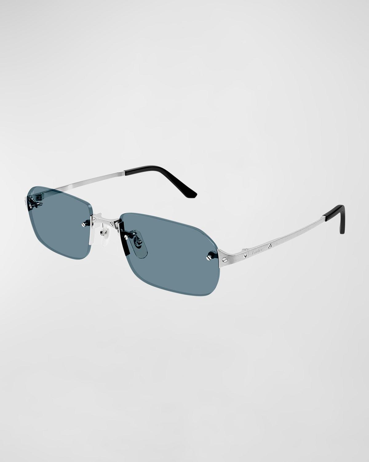 Men's Metal Rimless Rectangle Sunglasses Product Image