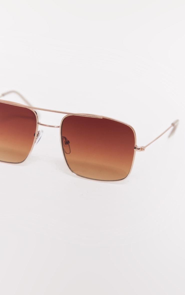 Gold Metal Square Frame Aviator Sunglasses Product Image