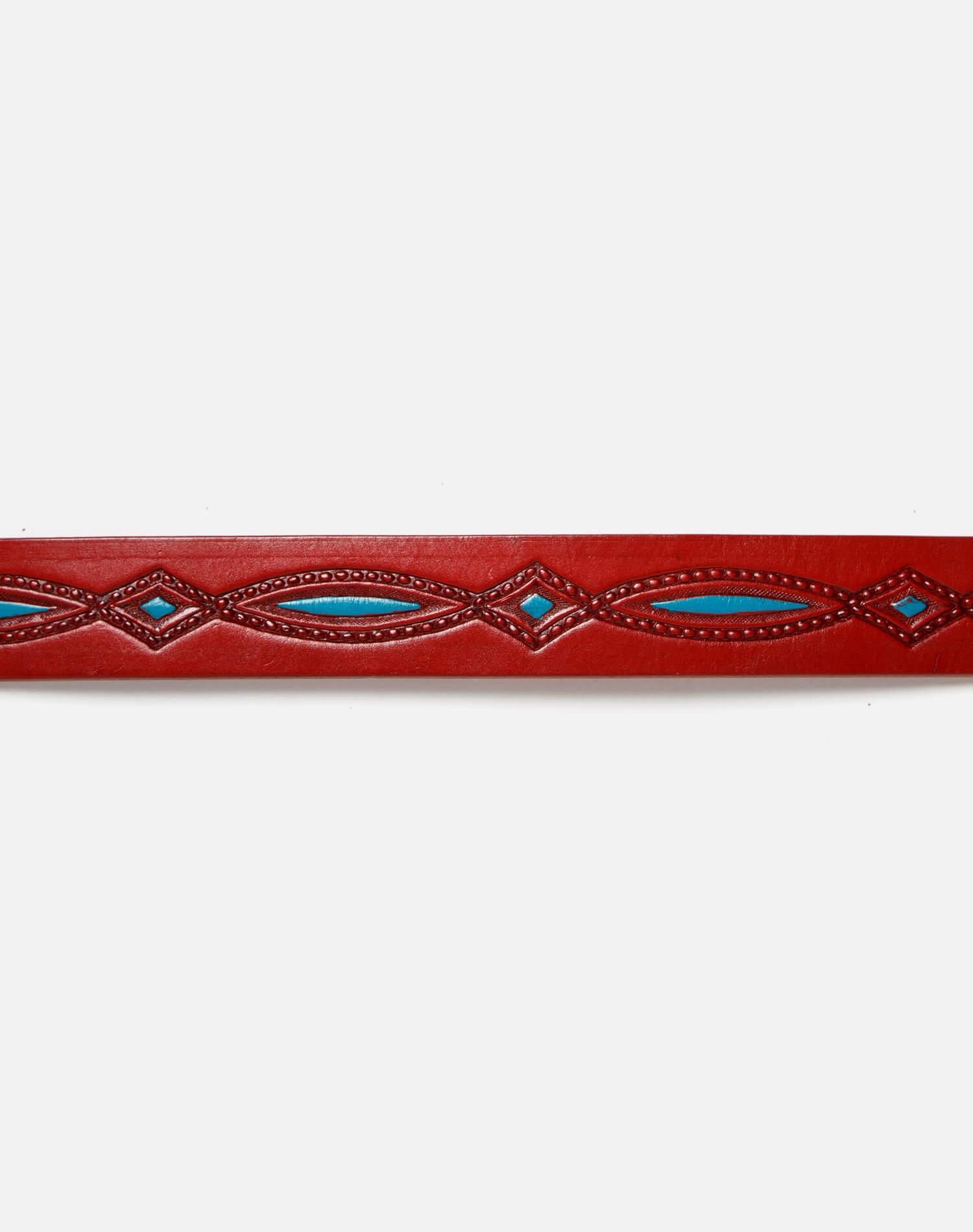 70s Embossed Painted Belt with Sterling Zuni Buckle Female Product Image