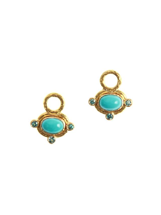 Womens 19K Yellow Gold, Sleeping Beauty Turquoise & Blue Zircon Earring Pendants Product Image