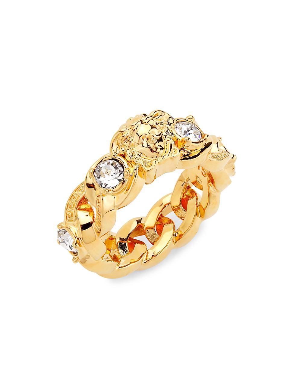 Womens Goldtone Or Silvertone & Glass Crystal Ring Product Image