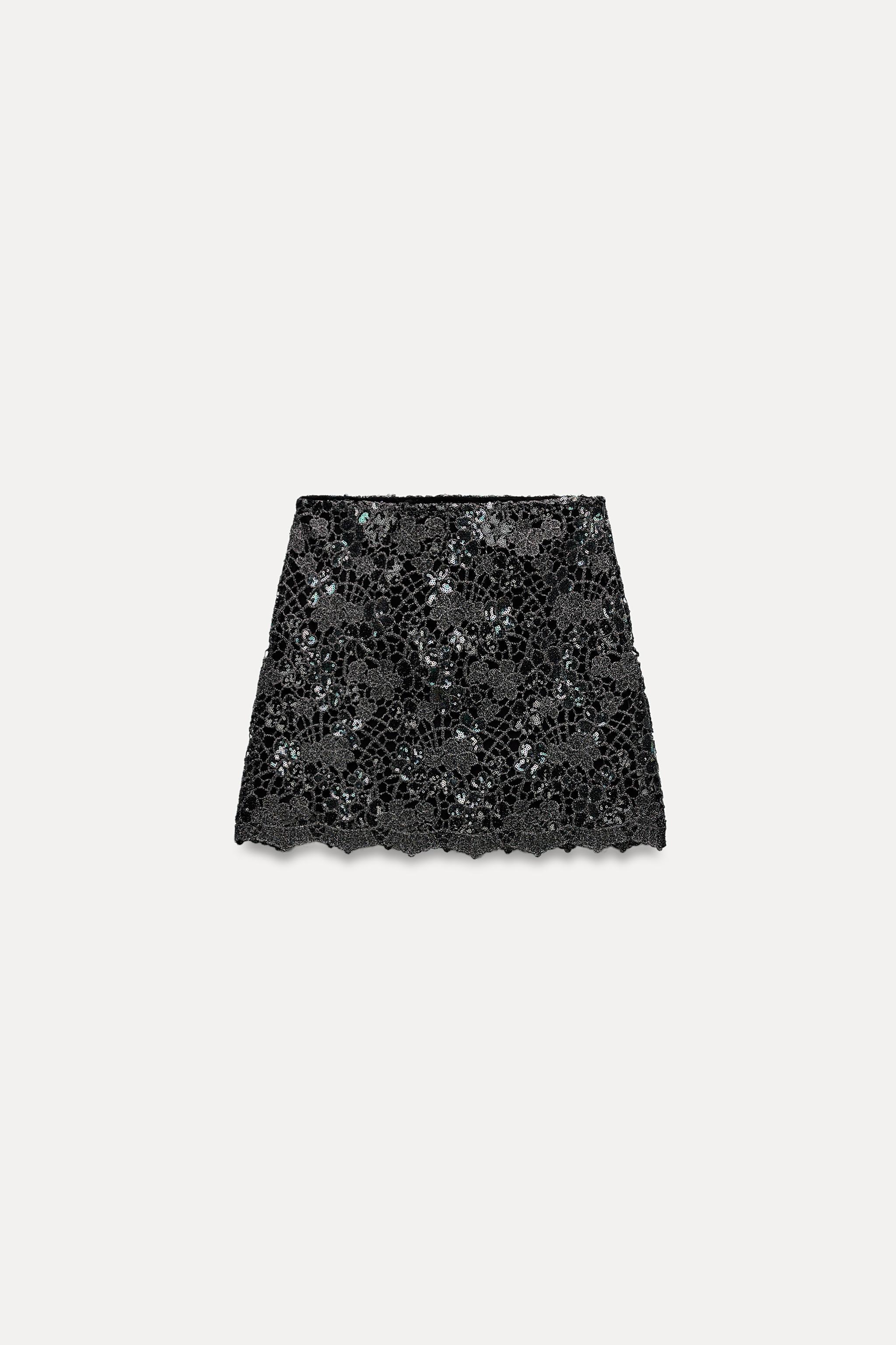 SEQUIN KNIT MINI SKIRT Product Image